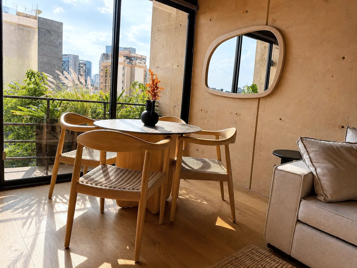 SISAL, The dining table by the balcony